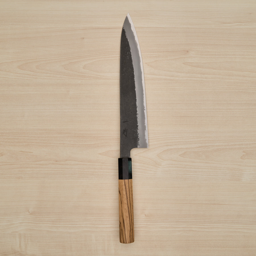 Hitohira Hinode Nashiji White #2 Stainless Clad Gyuto 240mm Zebrawood Handle