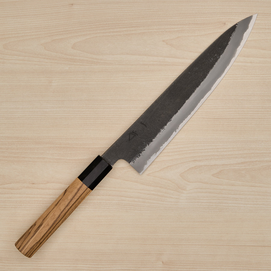 Hitohira Hinode Nashiji White #2 Stainless Clad Gyuto 240mm Zebrawood Handle