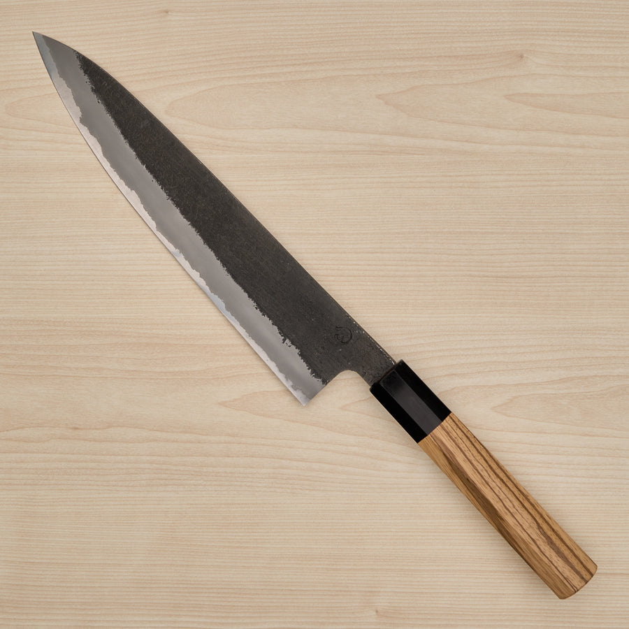Hitohira Hinode Nashiji White #2 Stainless Clad Gyuto 240mm Zebrawood Handle
