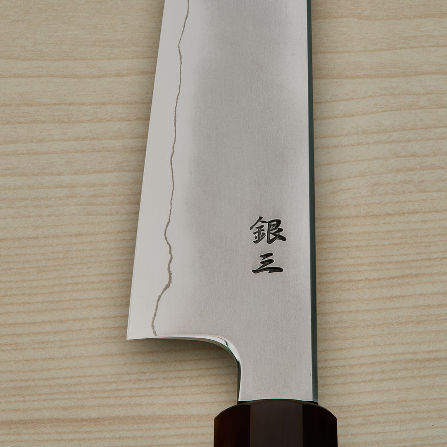 Tetsujin Silver #3 Kasumi Kiritsuke Petty 165mm Taihei Makassar Ebony Handle