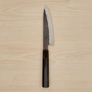 Isamitsu White #1 Stainless Clad Kurouchi Petty 135mm Ebony Handle