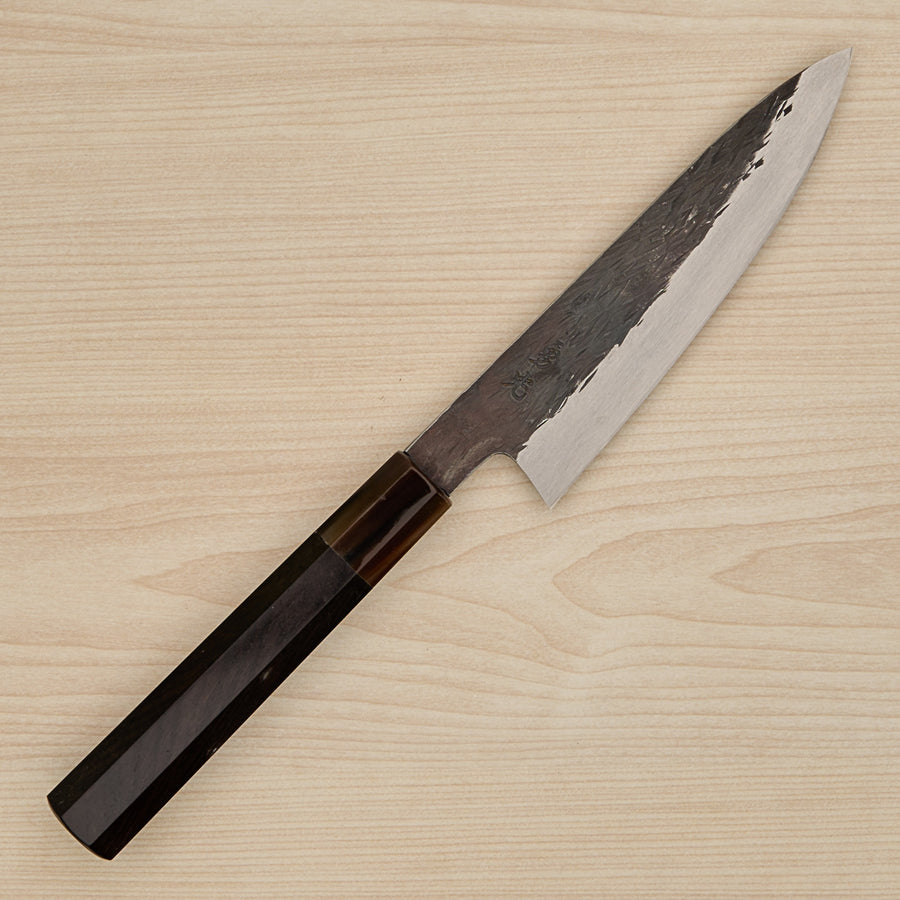 Isamitsu White #1 Stainless Clad Kurouchi Petty 135mm Ebony Handle