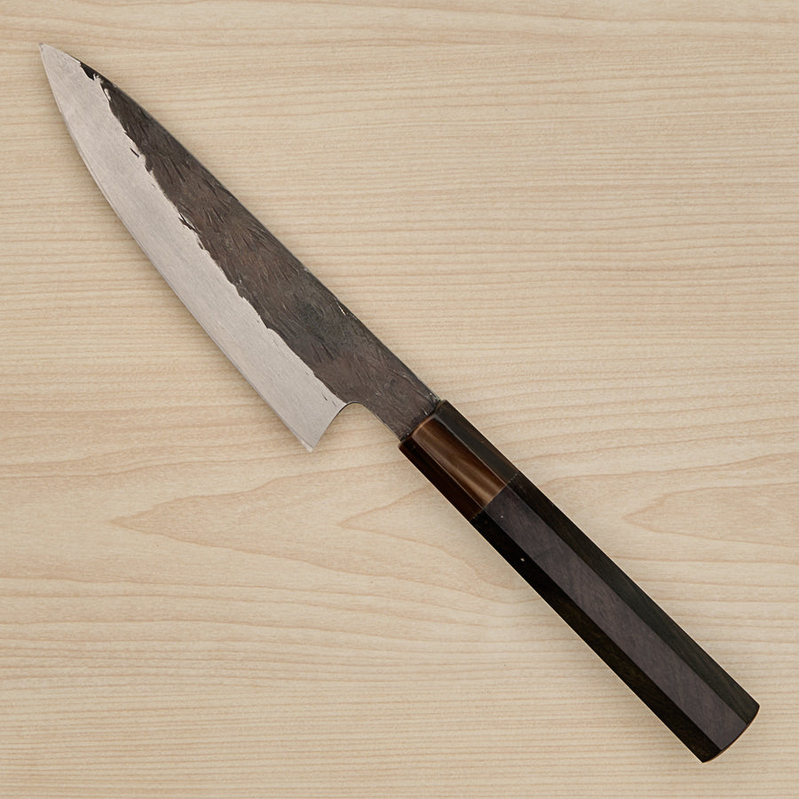 Isamitsu White #1 Stainless Clad Kurouchi Petty 135mm Ebony Handle