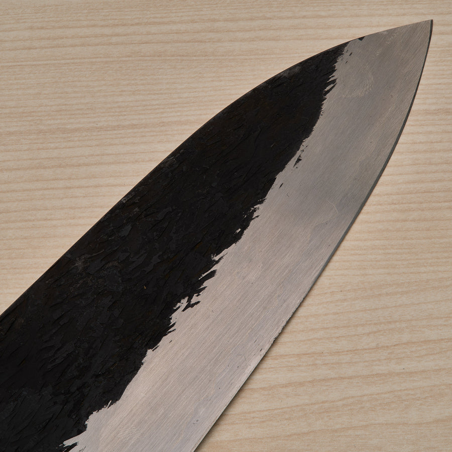 Isamitsu Blue Super Stainless Clad Kurouchi Gyuto 240mm Taihei Makassar Ebony Handle