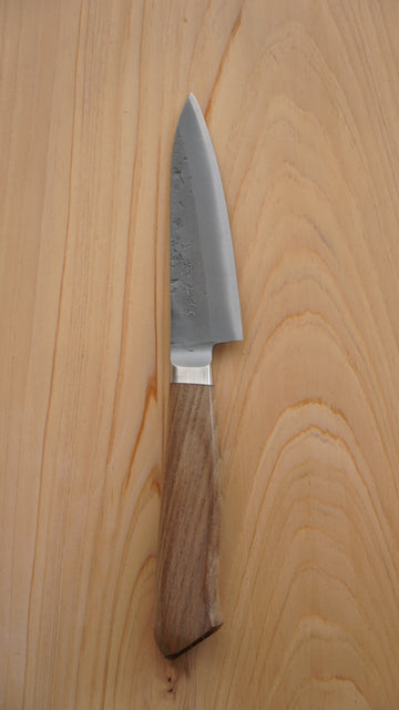 Hitohira TD Blue #2 Stainless Clad Nashiji Yo Paring 90mm Walnut Handle