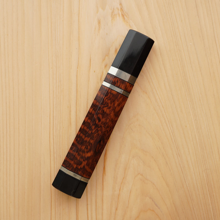 Snakewood Handle with Triple Spacer and Double Buffalo Horn 145mm