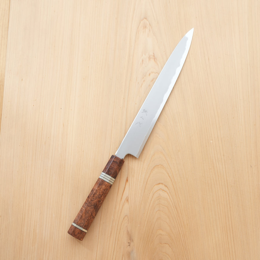 Tetsujin Blue #2 Kasumi Sujihiki 270mm with Signature Bubinga Burl Handle with Spacers 145mm