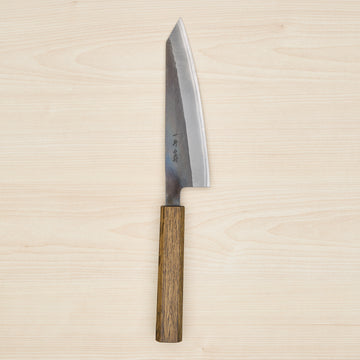 Hitohira TD Blue #2 Stainless Clad Kurouchi Honesuki Kaku 150mm Mono Oak Handle