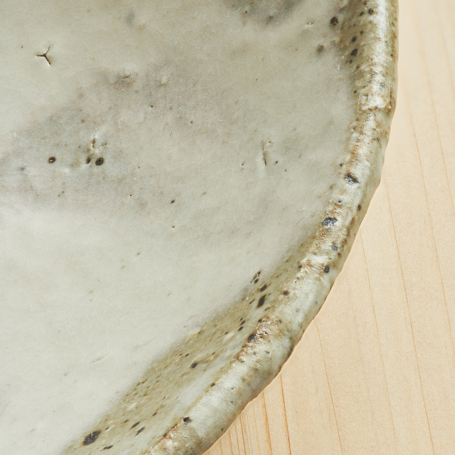 Plate Medium Hakeme Aratsuchi White Mat (Mat White Brush Mark on Rough Clay)