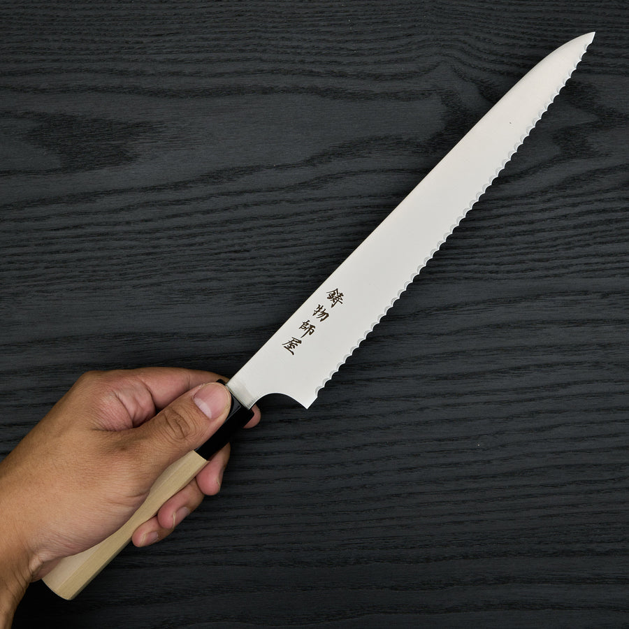 Hitohira Imojiya TH Stainless Bread Knife 240mm Ho Wood Handle (Wa)